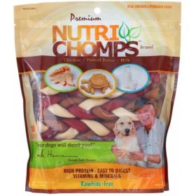 Nutri Chomps Premium Mixed Flavor Braids Dog Chews 6 Inch