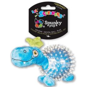 Spunky Pup Lil Squeakers Dino In Cear Spiky Ball Dog Toy Assorted Colors