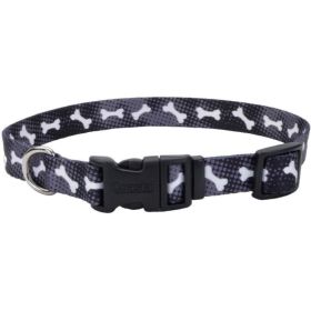 Coastal Pet Styles Nylon Adjustable Dog Collar Black Bones 1" W x 18