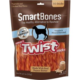 SmartBones Vegetable, Chicken and Peanut Butter Smart Twist Sticks Rawhide Free Dog Chew