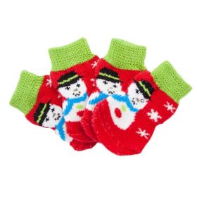 4-Piece Knitted Christmas Pet Socks Set - Cute Snowman