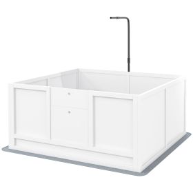 Puppy Whelping Box with Adjustable Door Pig Rails and Pee Pad