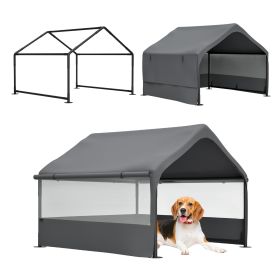 4' x 4' x 3.3' Gray Outdoor Dog House Tent - Pet Shelter