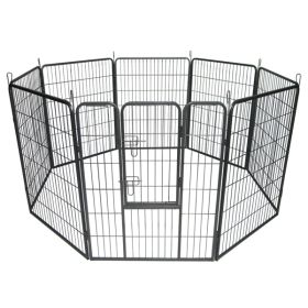 40 Inch Silver 8-Panel Heavy-Duty Metal Dog Exercise Playpen