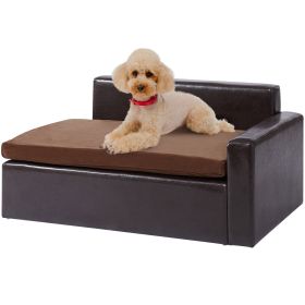 VEVOR Soft Leather Dog Sofa Bed for Medium Dogs