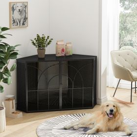 47.24"Spacious Dog Cage with Tempered Glass, for Corner of Living Room, Hallway, Study and Other Spaces, Black