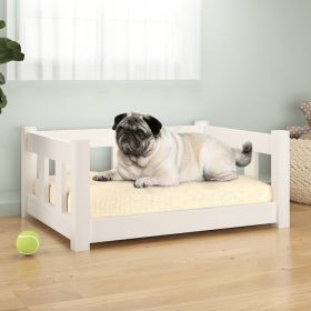 Dog Bed White 25.8"x19.9"x11" Solid Wood Pine
