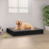 Dog Bed Black Solid pine wood 28.1 x 21.3 x 3.5 in Durable
