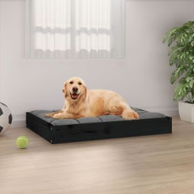 Dog Bed Black Solid pine wood 28.1 x 21.3 x 3.5 in Durable