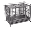 Heavy-Duty Metal Dog Kennel, Pet Cage Crate with Openable Flat top and Front Door, 4 Wheels