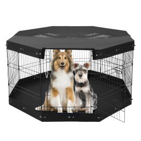 8-Panel 30 Inch Metal Foldable Dog Playpen with Door, Bottom