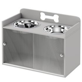 Large Elevated Dog Bowl Stand with Storage and 2 Stainless
