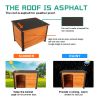 44"Dog House Outdoor & Indoor Wooden Dog Kennel for Winter with Raised Feet Weatherproof for Large Dogs(Gold red and black)(M)