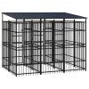 Outdoor Dog Kennel with Roof Steel 59.5 ft²