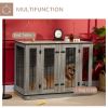 PawHut Large Furniture Style Dog Crate with Removable Panel Dark Walnut