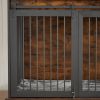 Furniture type dog cage iron frame door with cabinet, top can be opened and closed. Rustic Brown, 43.7'' W x 29.9'' D x 42.2'' H