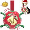 Christmas Interactive Dog Soccer Ball with Tug Straps - Durable