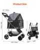 35 lb Foldable 4-Wheel Dog Stroller with Detachable Carrier