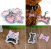 Pet Rectangle Rhinestone Writable Name Telephone ID Tags for Dogs Cats
