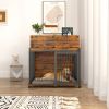 Furniture type dog cage iron frame door with cabinet, top can be opened and closed. Rustic Brown, 43.7'' W x 29.9'' D x 42.2'' H