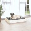 Dog Bed White 24.2"x19.3"x3.5" Solid Wood Pine