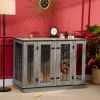 PawHut Large Furniture Style Dog Crate with Removable Panel Dark Walnut