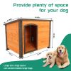 Dog House Outdoor & Indoor Heated Wooden Dog Kennel for Winter with Raised Feet Weatherproof for Large Dogs(Gold red and black)