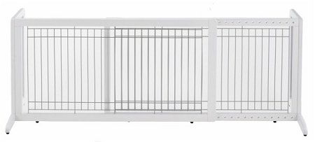 Richell Freestanding Wood Dog Gate - Wide Lattice, White
