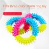 Tri-Color Rubber Spiky Ring Molar Dog Chew Toy