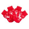 Red Elk Knitted Dog Socks 4-Pack for Small Breeds