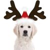 Reindeer Antlers Dog Headband with Santa Hat, Adjustable