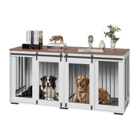 VEVOR 72 Inch Double Dog Crate TV Stand with Barn Doors