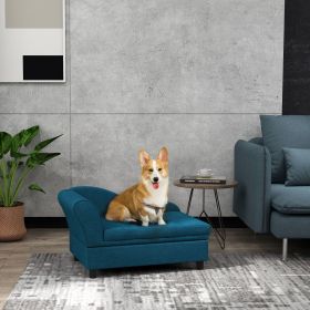 Plush Dog Sofa Bed with Backrest & Under-Seat Storage