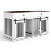 63 Inch Wooden Double Dog Crate Furniture with 2 Drawers