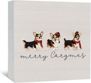 Merry Corgmas Wooden Box Sign with Corgi - 5 x 5 Inch