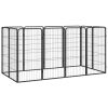 Height-Adjustable Black Steel Dog Playpen - 12 Panel