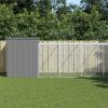 Light Gray Steel Dog House with Sloped Roof & Run