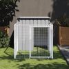 Light Gray Steel Dog House & Run 43 x 79 Inch Compact