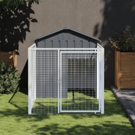 Anthracite Steel Dog House & Run 46 x 79 Inch