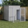 Light Gray Steel Dog House & Run 65 x 99 Inch