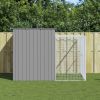 Light Gray Steel Dog House & Run All-Weather Kennel