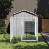 Light Gray Steel Dog House & Run 46 x 79 Inch