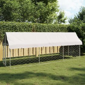 Steel Dog Kennel with Canopy 157.5 x 39.4 x 59 Inch