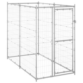 Silver Galvanized Steel Dog Kennel 43 x 87 x 71 Inch