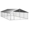 Galvanized Steel Dog Kennel with Weatherproof Top - XL