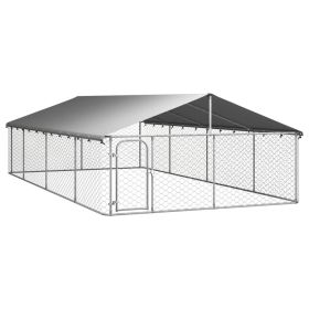 Galvanized Steel Dog Kennel with Weatherproof Top - XL