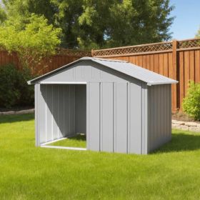 Gray Galvanized Steel Dog House 45.9 x 40.6 x 32 Inch