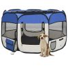 Foldable Fabric Dog Playpen 43 Inch - Blue & Cream