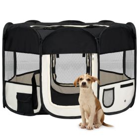 Foldable Dog Playpen with Carry Bag 43 x 43 Inch, Black