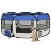 Foldable Fabric Dog Playpen 57 Inch - Blue & Cream